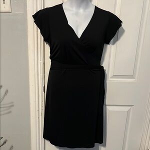 Rue21 Black Faux Wrap Dress V-Neck Flutter Cap Sleeves